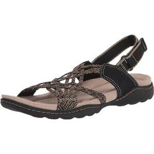 Clarks Women's Amanda Ease Fisherman Sandal Black Combi NEW 11 M Adjustable